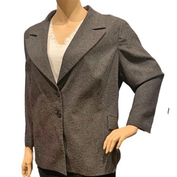 Igigi Gray Tweed Unstructured Jacket Plus Size 24 Lined Blazer Buttons Lapel NEW - Picture 3 of 14